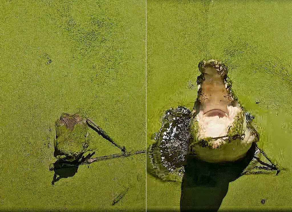 A crocodile doesn't like paparazzi